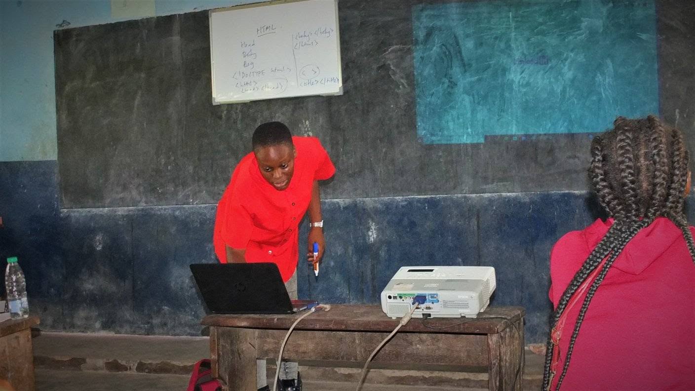 Projector-led digital skills session